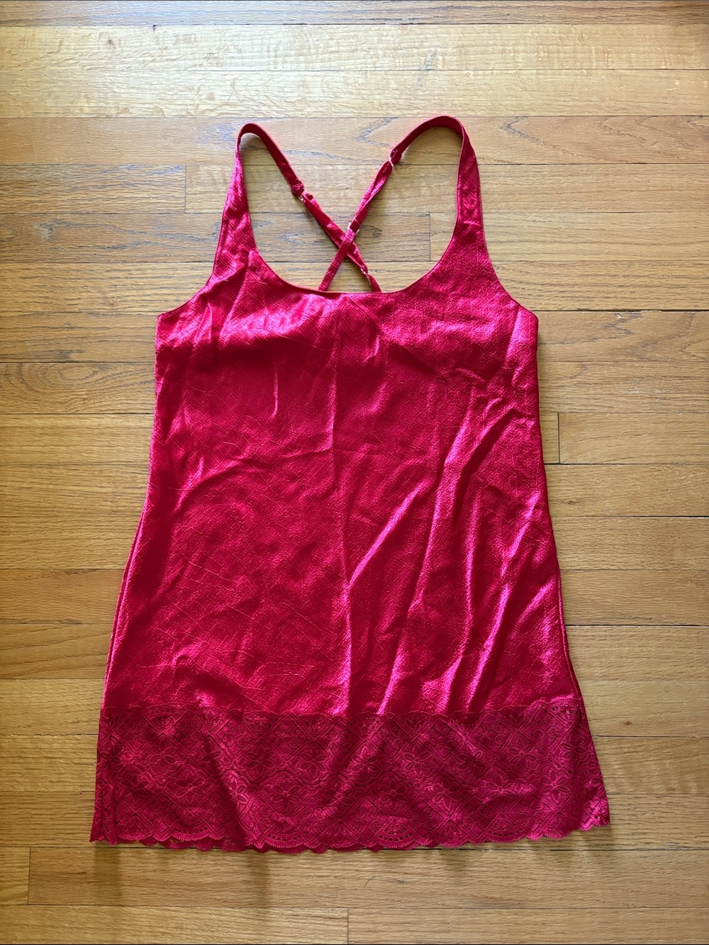 vintage Victoria’s Secret red lace trim nightie